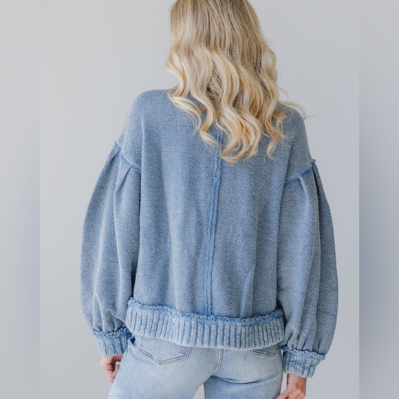 Free People We The Free Cute In This Cardi Dusty Blue - Picture 4 of 11